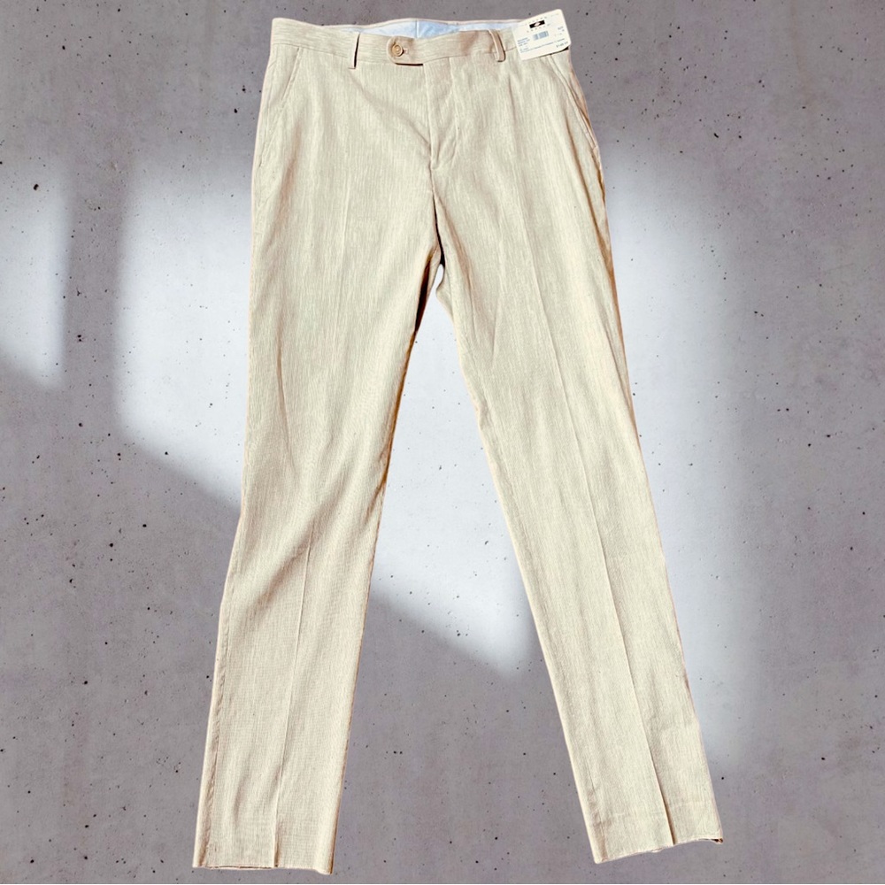 NWT Men’s Joseph Abboud Ecru Linen Blend Pants with Raw Hem for Tailoring- Sz 34